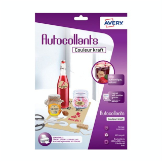Feuille autocollante Kraft 19,9 x 28,9 cm 8 planches sur A4 - Avery - Rougier et Plé