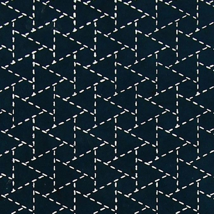Papier Lokta Imprimé 50 x 75 cm Indigo motif Triangle Sankakkei - Lamali - Rougier et Plé