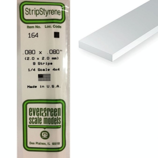 Baguette carrée en plastique 350 x 2 mm - 9 pcs - Evergreen Scale Models - Rougier et Plé