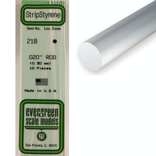 Baguette ronde en plastique 350 x 0,5 mm - 10 pcs - Evergreen Scale Models - Rougier et Plé