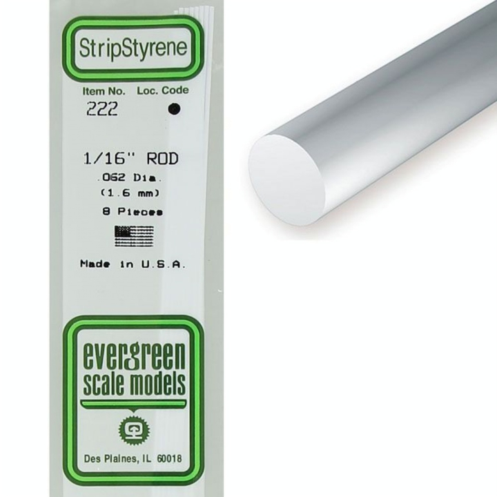 Baguette ronde en plastique 350 x 1,6 mm - 8 pcs - Evergreen - Rougier et Plé