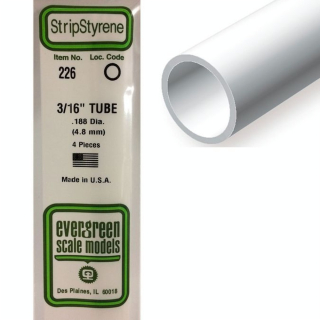 Tube rond en plastique 350 x 4,8 mm Ø Int 3,3 mm - 4 pcs - Evergreen Scale Models - Rougier et Plé
