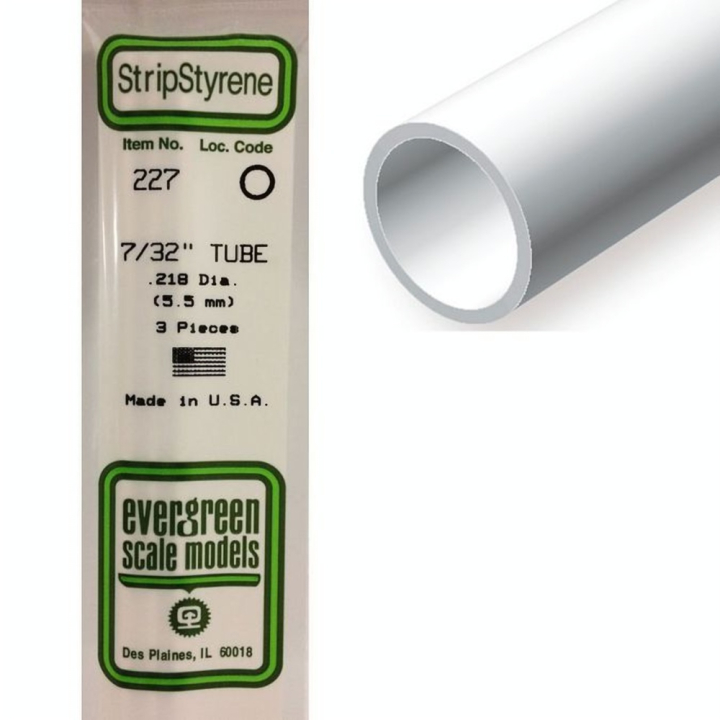 Tube rond en plastique 350 x 5,5 mm Ø Int 4,1 mm  - 3 pcs - Evergreen Scale Models - Rougier et Plé