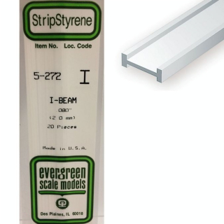 Baguette profile en I en plastique 350 x 2 x 1,3 mm - 4 pcs - Evergreen Scale Models - Rougier et Plé