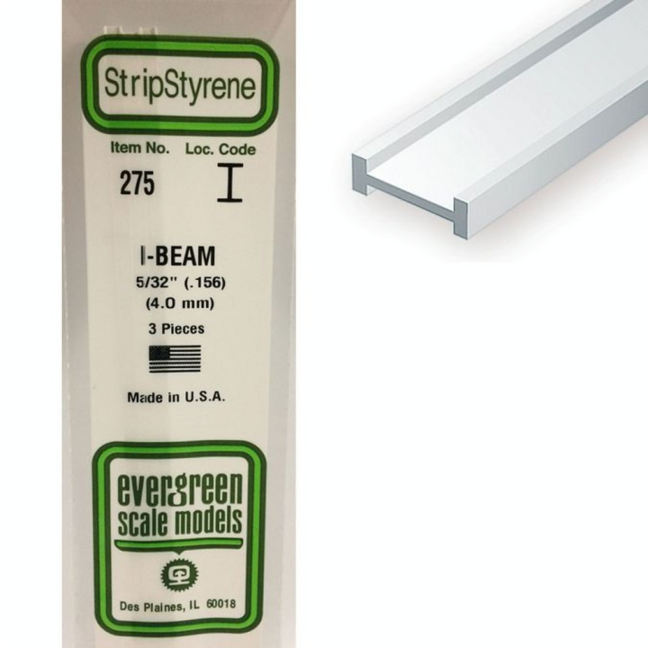Baguette profile en I en plastique 350 x 4 x 2 mm - 3 pcs - Evergreen Scale Models - Rougier et Plé