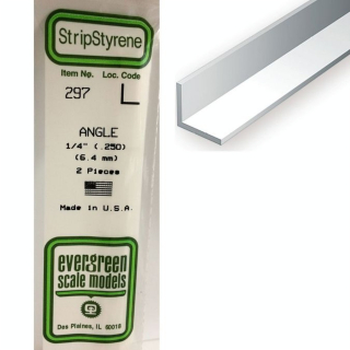 Baguette profile en L en plastique 350 x 6,3 x 6,3 mm - 2 pcs - Evergreen Scale Models - Rougier et Plé