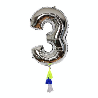 Ballon chiffre 3 et pompons - Meri Meri - Rougier et Plé