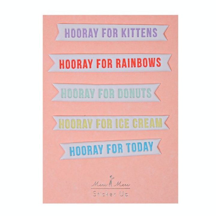 Stickers relief hooray x 5 pcs - Meri Meri - Rougier et Plé