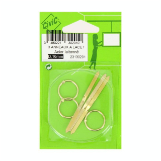 Anneau à lacet acier laitonné Ø 16 mm - 3 pcs - CiviC - Rougier et Plé