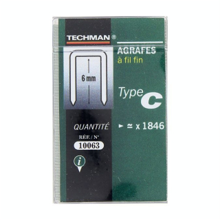 Agrafe 6 mm pour agrafeuse n°21 Techman - CiviC - Rougier et Plé