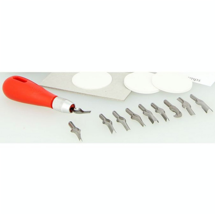 Manche pour linogravure + 10 gouges + Baren + 5 gommes à graver - ESSDEE - Rougier et Plé