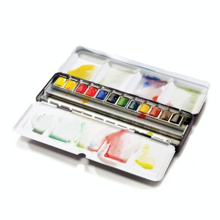 Aquarelle extra-fine Boite métal Black Box 12 demi-godets - Winsor & Newton - Rougier et Plé