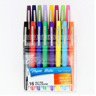 Feutre Flair Original Pochette 16 couleurs Pointe médium - Paper Mate - Rougier et Plé