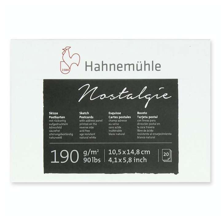 Bloc de croquis format Cartes postales 10,5 x 14,8 cm 190g /m² 20 fles - Hahnemühle - Rougier et Plé