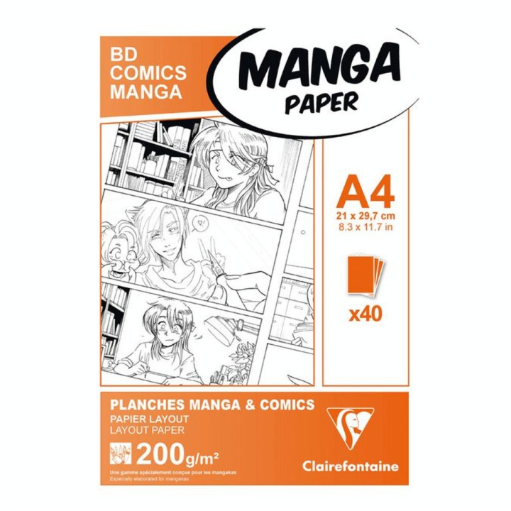 Papier Manga BD Comic A4 - 40 Fles - 200 g/m² - Clairefontaine - Rougier et Plé
