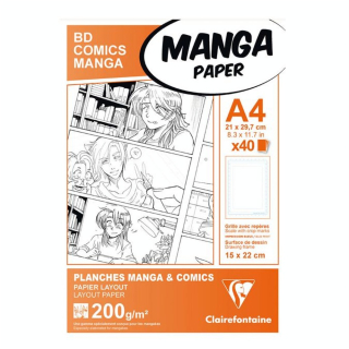 Papier Manga BD Comic A4 - 40 Fles - 200 g/m² Grille simple - Clairefontaine - Rougier et Plé