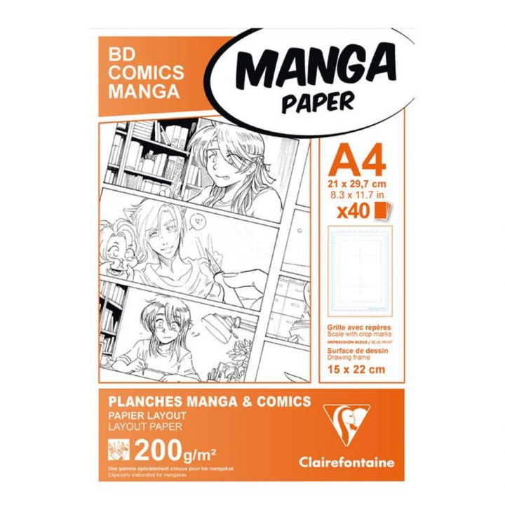 Papier Manga BD Comic A4 - 40 Fles - 200 g/m² Grille divisée - Clairefontaine - Rougier et Plé