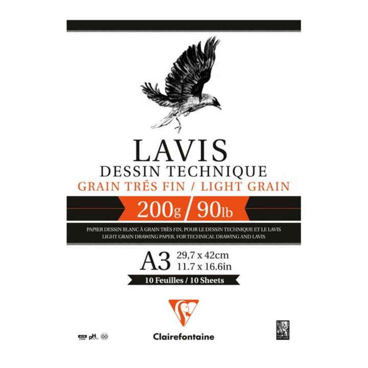 Bloc de papier Lavis Technique 200 g/m² - 10 Fles - Clairefontaine - Rougier et Plé
