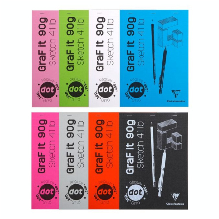 Bloc de papier GraFit DOT Papier avec repère 90 g/m² - 80 Fles - Clairefontaine - Rougier et Plé
