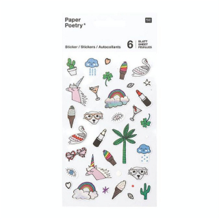 Stickers pour agenda Magical Summer Arc-en-ciel x 6 planches - Rico Design - Rougier et Plé