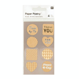 Etiquettes métallisées Kraft autocollantes x 4 planches - Rico Design - Rougier et Plé