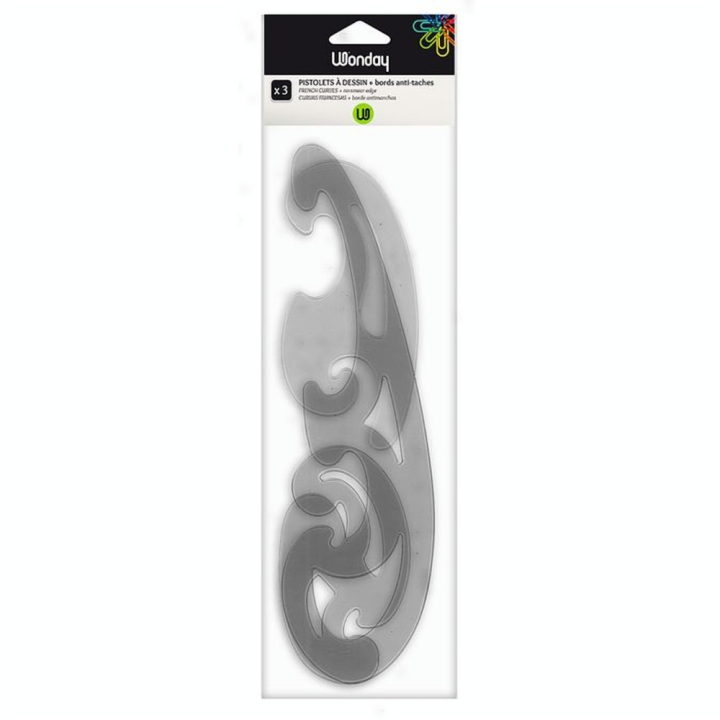 Curvigraphe transparent Set 13 cm + 17 cm + 30 cm - Wonday - Rougier et Plé
