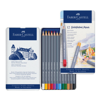 Crayon de couleur aquarellable GoldFaber Aqua - Boite de 12 - Faber-Castell - Rougier et Plé