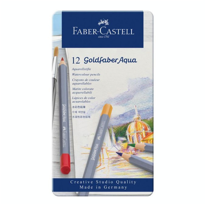 Crayon de couleur aquarellable GoldFaber Aqua - Boite de 12 - Faber-Castell - Rougier et Plé