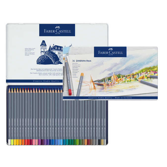 Crayon de couleur aquarellable GoldFaber Aqua - Boite de 36 - Faber-Castell - Rougier et Plé