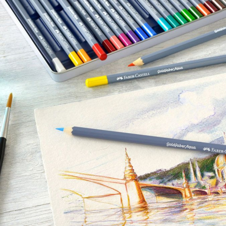 Crayon de couleur aquarellable GoldFaber Aqua - Boite de 48 - Faber-Castell - Rougier et Plé