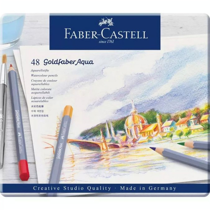 Crayon de couleur aquarellable GoldFaber Aqua - Boite de 48 - Faber-Castell - Rougier et Plé