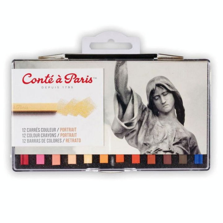 Pastel carré Assortiment portrait 12 couleurs - Conté à Paris - Rougier et Plé