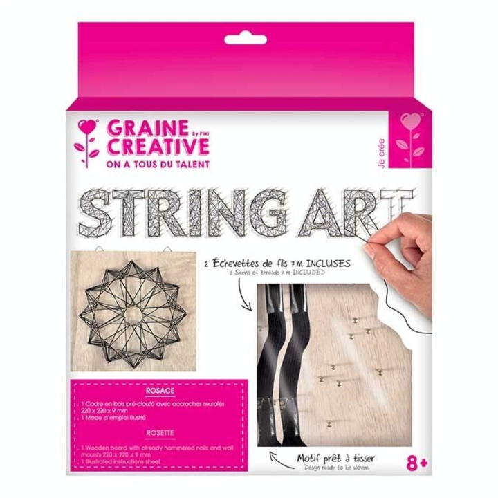 Tableau String Art set Rosace support 22 x 22 cm - Graine Créative - Rougier et Plé