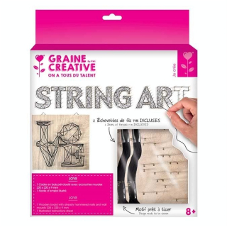 Tableau String Art set Love support 22 x 22 cm - Graine Créative - Rougier et Plé