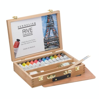 Peinture à l'huile fine Rive Gauche Coffret bois 12 tubes de 40 ml - Sennelier - Rougier et Plé