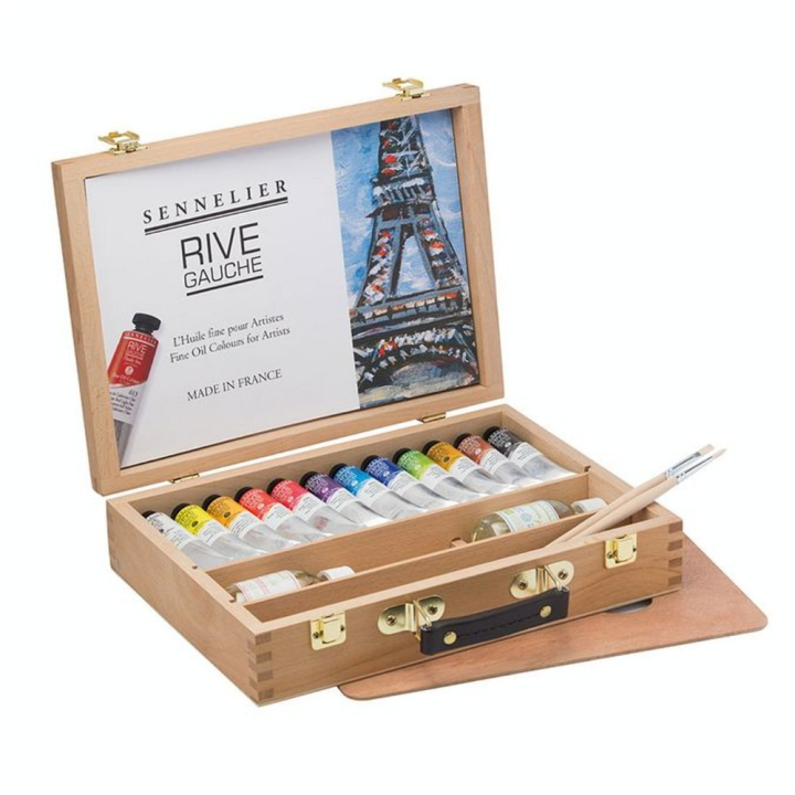 Peinture à l'huile fine Rive Gauche Coffret bois 12 tubes de 40 ml - Sennelier - Rougier et Plé