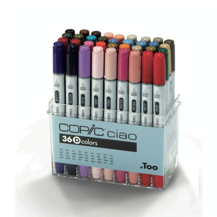 Marqueur à alcool double-pointe Ciao Set D 36 couleurs - Copic - Rougier et Plé