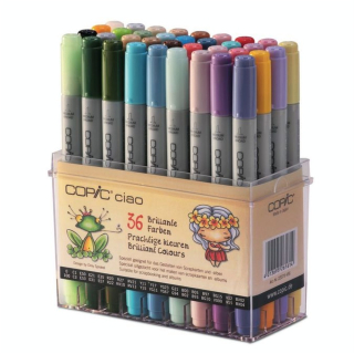 Marqueur à alcool double-pointe Ciao Set 36 couleurs Vives - Copic - Rougier et Plé