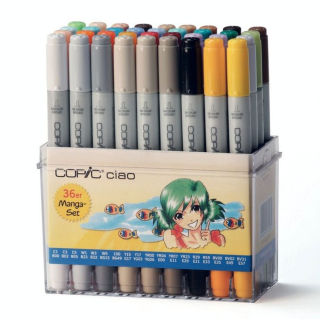 Marqueur à alcool double-pointe Ciao Set 36 couleurs Manga - Copic - Rougier et Plé