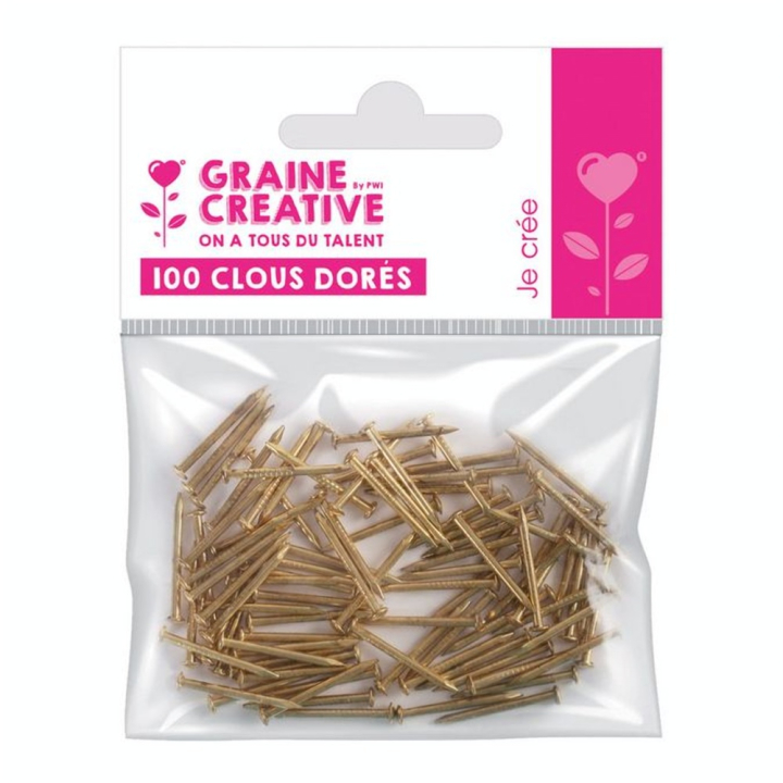 Clous dorés 20 mm x 100 pièces - Graine Créative - Rougier et Plé