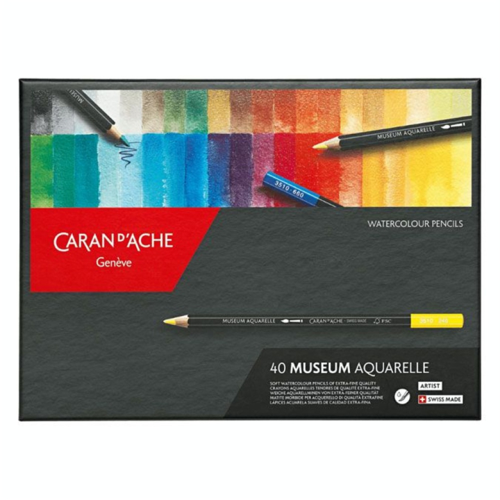 Crayon de couleur Museum Aquarelle Boite de 40 couleurs - Caran d'Ache - Rougier et Plé