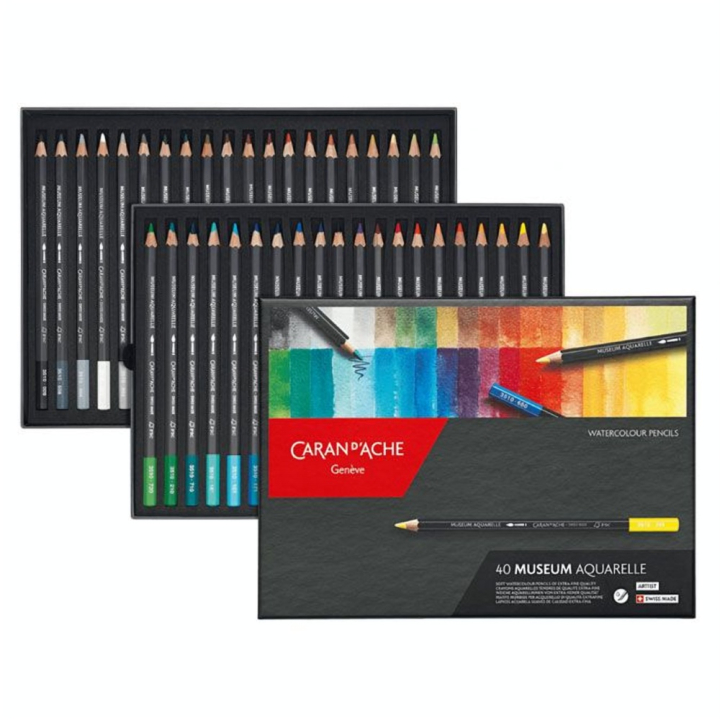 Crayon de couleur Museum Aquarelle Boite de 40 couleurs - Caran d'Ache - Rougier et Plé