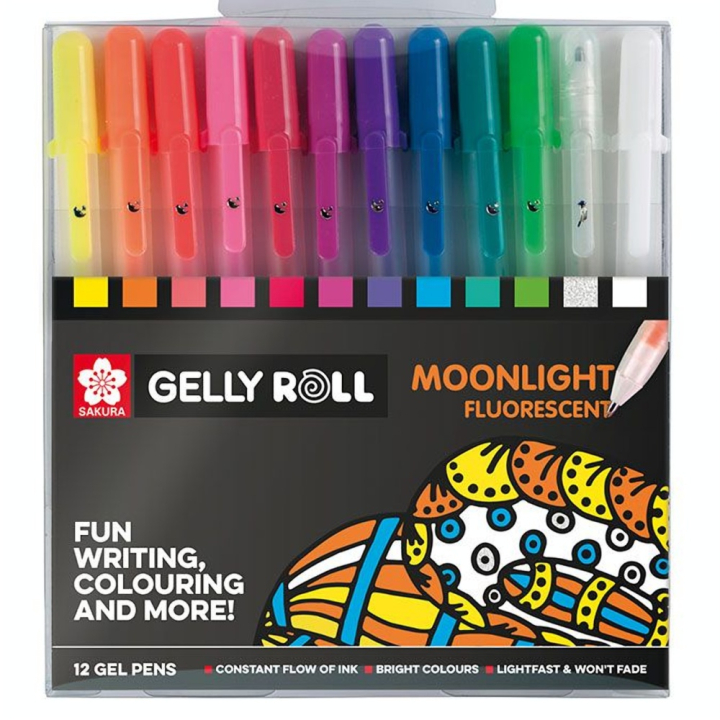 Stylo gel Gelly Roll 12 couleurs Set Moonlight - Sakura - Rougier et Plé