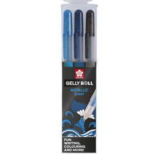 Stylo gel Gelly Roll 3 couleurs Set Metallic Ocean bleu - Sakura - Rougier et Plé