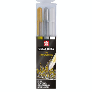 Stylo gel Gelly Roll 3 couleurs Set Metallic Or Argent Blanc - Sakura - Rougier et Plé