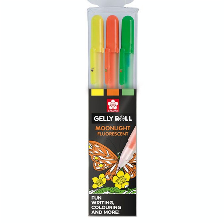 Stylo gel Gelly Roll 3 couleurs Set Moonlight Fluos - Sakura - Rougier et Plé