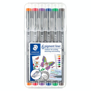 Feutre technique à pointe calibrée Pigment Liner 308 0,3 mm x 6 Couleurs - Staedtler - Rougier et Plé