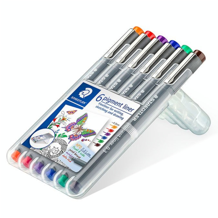 Feutre technique à pointe calibrée Pigment Liner 308 0,3 mm x 6 Couleurs - Staedtler - Rougier et Plé