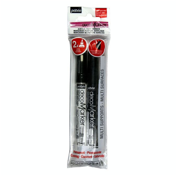 Feutre peinture Acrylic marker 1.2 mm Noir & Blanc - Pébéo - Rougier et Plé