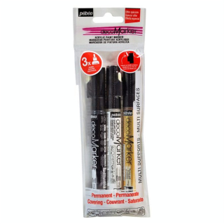 Feutre peinture Acrylic marker 1.2 mm Noir + Blanc + Or - Pébéo - Rougier et Plé